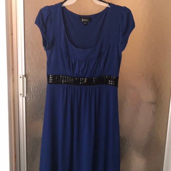 B•Wear too! Beautiful Dark Blue Dress Size Medium - Picture 2 of 6